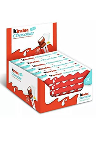 Kinder Chocolate Medium Bars, Bulk Chocolate Gift Box, Fine Milk Chocolate Bar with a Milky Filling, Pack of 36 x 21 g