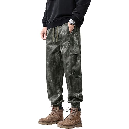 Men's Japanese Retro Loose Camouflage Overalls Tactical Multi Pocket Harem Pants Mens Drawstring Casual Trousers4