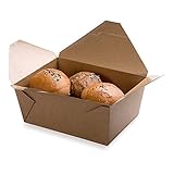 98-OZ Disposable Rectangle Paper Take Out Food Container - #4 Kraft Brown Interior Take Out Box -...