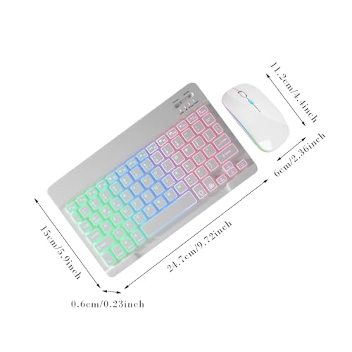 Teclado y ratón inalámbrico silencioso con iluminación de 7 colores para ordenador y portátil 6