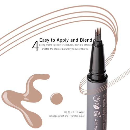 Image of Light Blonde Eyebrow Pencil for Older Women, Light Taupe Eyebrow Pen with Hair Stroke, Ultra Precise Microblading 4-Tip Eyebrow Pen, 24H Long Wear YES.EYE DO(Golden Caramel-Light Blonde)