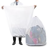 RUIQINQI Extra Large Mesh Laundry Bags Washing Bag 2Pack Delicates Bag and Pull net style Laundry Bag Jumbo for Washing Machine Large Mesh Bags for Blankets, Bedding, Coats, Toys (2PCS-XXXL)