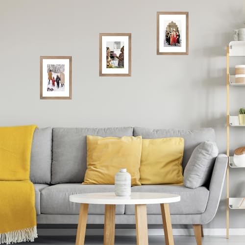 Image of JCJMY 5.8x8.3 A5 Picture Frame with 4x6 Mat for Wall Hanging or Tabletop, Display Photo 4x6 with Mat or 5.8 x 8.3 Without Mat, Wall Poster Photo Frame with Shatter Resistant Plexiglass, Rustic Brown