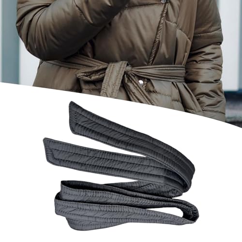jojomis Women Puffer Down Coat Belt Overcoat Waist Belt Lightweight Ribbon Sash Belt Replacement Accessory 70.87x1.57 inch- Matte Black3