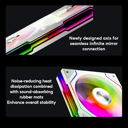 Image of Star Trall ARGB Computer Reverse Blade Case Fan,Double Sided Infinity Mirror Design Cooling Fan, 120mm CPU Case Fan PWM 800~1850RPM 58.36CFM HDB PC Case Fans (White Reverse-1Pack)