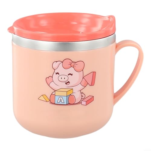 Taza de paja para niños de doble capa de 250 ml con escala de medición, segura y conveniente para uso al aire libre (rosa)