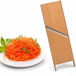 Wooden Stainless Korean Carrot Grater Steel Slicer Cutter Shredder - Russian Salad Korean Carrot Salad - 3.9 x 11 in by SHSH trade group