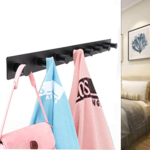 AJLTPA Coat Rack Wall Mounted, White Coat Hooks Screw in, Stainless Steel Door Hooks for Hanging Hat Towels Clothes, Hook Rail with 8 Round Hangers (Black, 8 Hooks) by AJLTPA - Image 3