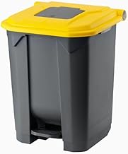 Planet Garbage Container,Trash Basket with Pedal & Small Square Lid at Top for Hygienic Use, ON Wheels &Inner Bucket For Durability,use in schools, hospitals, Universities, Malls, 50 L (Yellow)