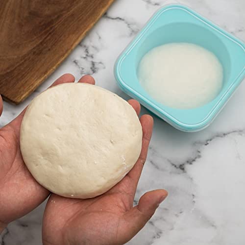Kevjes Stackable Silicone Artisan Pizza Dough Proofing Proving Containers With Lids-3 Pack-500Ml Portion (Blue) #TOP1