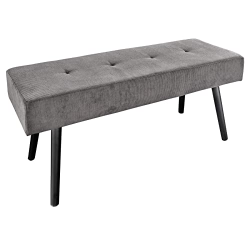 riess-ambiente.de Elegante Sitzbank Boutique 100cm grau Cord Schwarze Beine Cover