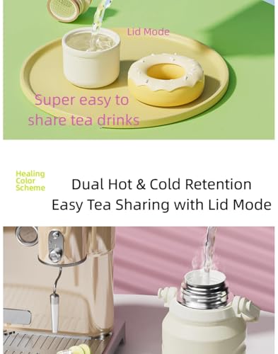Image of 800 /1200 /1500ml Large Capacity 316 Stainless Steel 3-in-1 Lid Vacuum Insulated Handheld Water Bottle Portable Leak-Proof for Office Sports Outdoor as New Year /Valentines Gifts for Family Friends