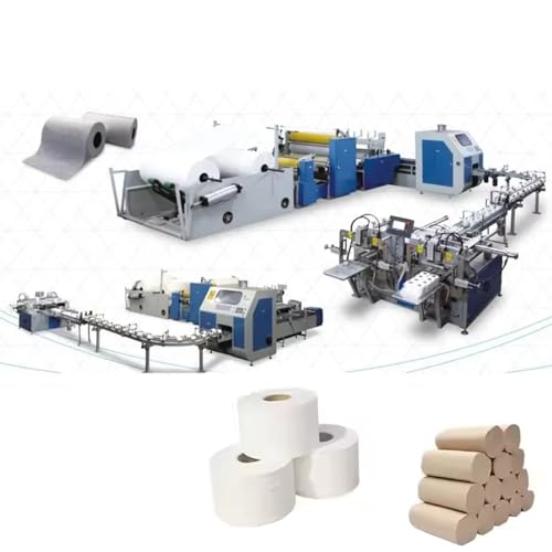 Automatic Toilet Paper Making Machine with High-Speed Rewinding and Embossing Function, Tissue Roll Production Equipment for Workshop Manufacturing and Small Business Operations
