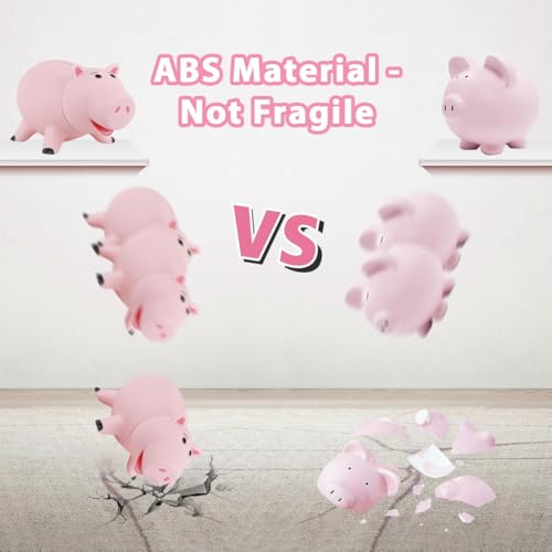Image of PHOCAS Hamm Piggy Bank Unbreakable Cute Pink Pig Money Bank Plastic Saving Coin Bank for Kids Christmas Birthday Gift