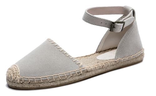 Image of Women's Espadrille FLat Sandals Closed Toe Ankle Wrap,Classic Lace Up Summer Dressy Flat Shoes