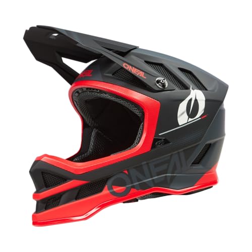 O'NEAL | Mountainbike-Helm | MTB Downhill | Dri-Lex® Innenfutter, Ventilationsöffnungen für Luftstrom, ABS Außenschale | Blade POLYACRYLITE Helmet Haze V.23 | Erwachsene | Schwarz Rot | Größe L