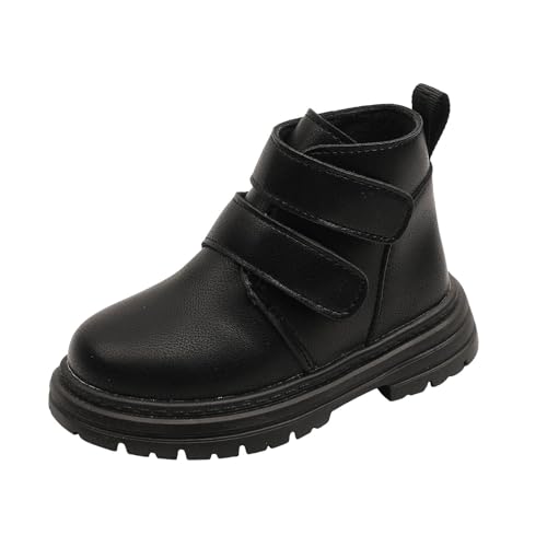 IWIHMIV Toddler Girls Ankle Boots Non Slip Leather Short Booties Fall Thick Heel Comfortable Walking Boot
