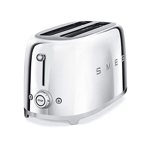 Smeg Tsf02Ssus 50'S Retro Style Aesthetic 4 Slice Toaster, Chrome #TOP1