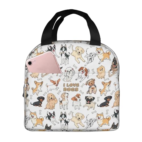 Oaspulse Dogs lunch bag Insulated Lunch Bag Reusable High Capacity Thermal Tote Leakproof Cooler Bag for Boys Girls Kids Adults Work Travel Picnic Back to School (Cute dogs)