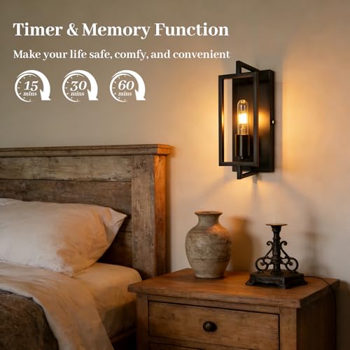 Image of Vintage Battery Operated Wall Lights with Remote Control, Dimmable Wall Sconce Faux Candle Holder Design No Wire Easy Install, Rechargeable Wall Lamp for Living Room Bedroom Hallway Farmhouse