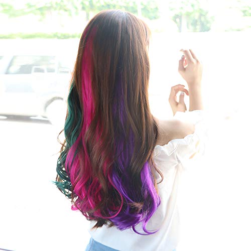 Sotogo GO0256 30 Pieces Clip In Hair Extensions Colorful Curly Hair Extensions Hair Streak Party Highlights Hairpieces thumb #5