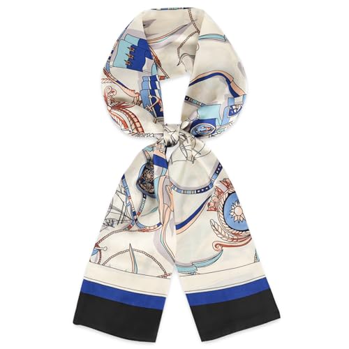 EXTREE Satin Scarf Mulberry Silk Printed Head Wrap Hair Band 7"" x 59"" A057