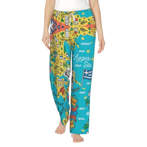 Pantalon de détente femme grande taille imprimé Grèce | Pyjama doux stretch