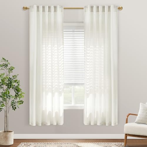 Semi Sheer 72 Inch Curtains, 6FT Light Filtering Back Tab