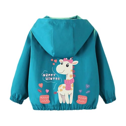 Kids Girls Waterproof Windbreakers Jacket Long Sleeve Full Zip Up Rainproof Hoodie Boys Cute Print Coat Hooded