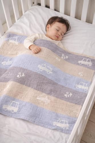 Image of 100% Cotton 6-Layer Muslin Baby Blanket | Super Soft, Breathable & All Seasons Multipurpose Blanket for Babies (Car)