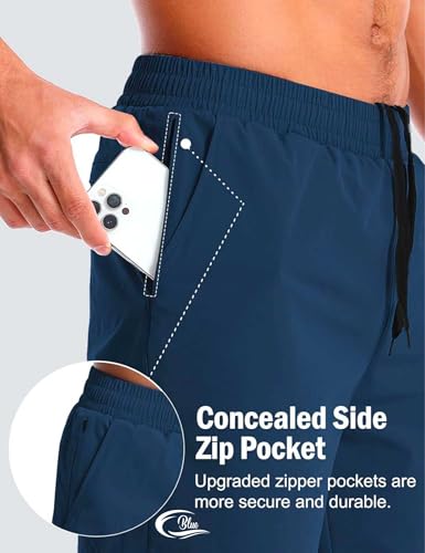 Image of CBlue Men's Outdoor Quick Dry Lightweight Sports Shorts with 2 Zipper Pockets, Breathable Hiking Running Gym Workout Athletic Shorts | CBblue Men's Quick Dry Sports Shorts with Zipper Pocket
