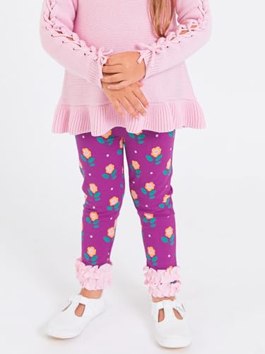 Image of RuffleButts Toddler Girl Merry & Bright Ruffle Leggings - Ankle Leggings | 75% Cotton 23% Spandex 2% Elastane, Breathable Lightweight, Elastic Waistband, Signature Rear Detail To 4T, Machine Washable