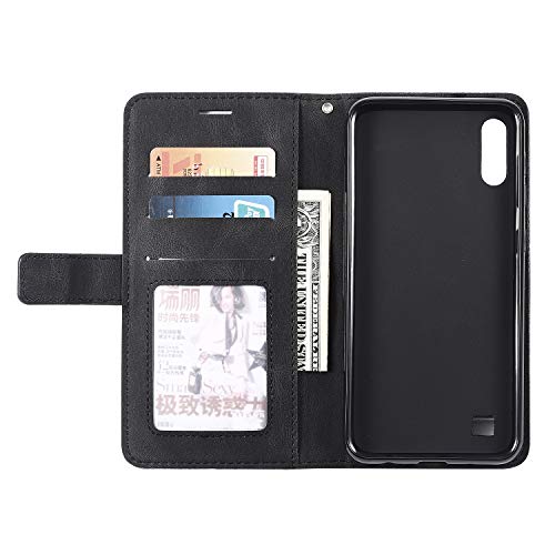 Qiongni Case For Samsung Galaxy A10 Case Cover,Case For Samsung Sm-A105G/Ds Galaxy A10 2019 / Sm-A105F/Ds Sm-A105Fn/Ds Sm-A105N Sm-A105M Case Flip Pu Leather Cover Black #TOP3