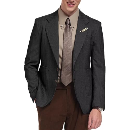Retro Tweed Men's Suit Blazer Herringbone Slim Fit Sport Coats Jackets Prom Business Casual Men Tux Jacket Wedding Blazers