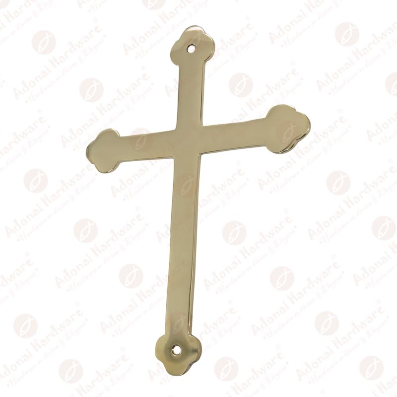 Adonai Hardware Cross Brass Door Sign - Polish Lacquered 2