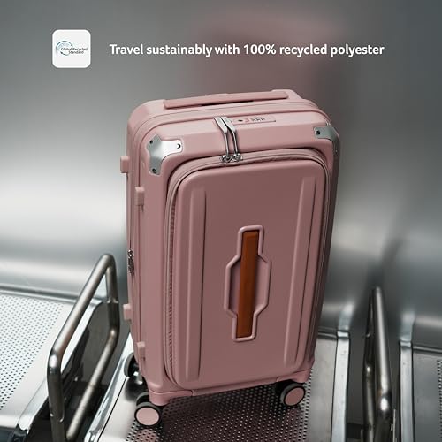 Image of Acer Brisbane Suitcase, 20 inch Cabin, with 360 Degree Spin 8 Wheels, Double TSA Lock, Dual Opening (Top and Mid), Expandable, Recycled Polyseter Material, Jacaranda Pink