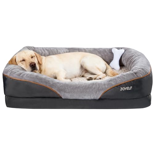 JOYELF Letto per cani ortopedico XXL per animali da compagnia in memory foam con fodera lavabile rimovibile e giocattolo che scricchiola come regalo