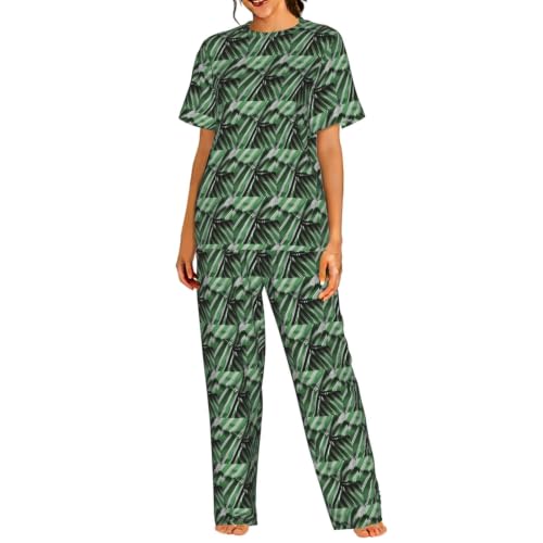 Pyjama à manches courtes femme anti irritation ensemble de nuit rayé vert doux