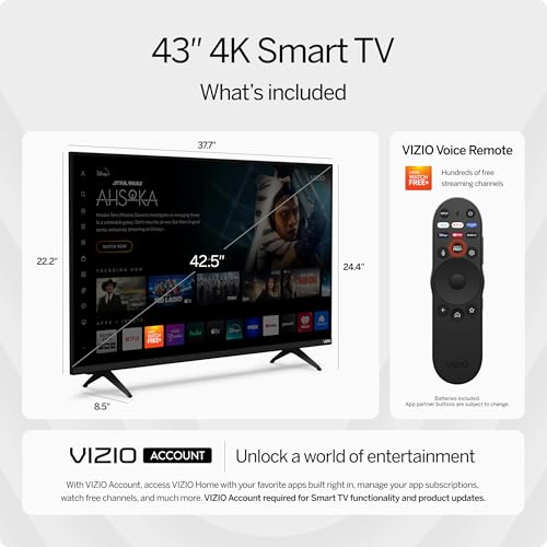 image for VIZIO 43-inch 4K UHD LED Smart TV w/Dolby Vision HDR, WiFi 6, Bluetoot