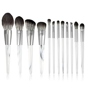 MADALIAN 12 Makeup Brush Set Full Set Of Loose Powder Brush Flat Foundation Brush Eye Shadow Set Brush Beauty Tools