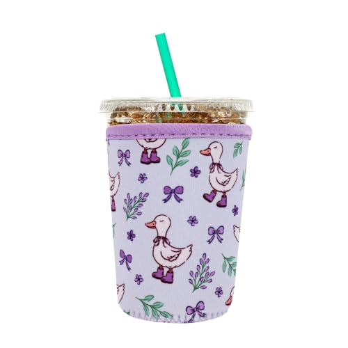 Image of Insulated Neoprene Cup Sleeve for Iced Coffee & Cold Soda - Reusable & Sweatproof, Keeps Drinks Cold Longer, Coffee Coolie for Hot & Iced Drinks (Silly Goose, Small: 16-18oz)