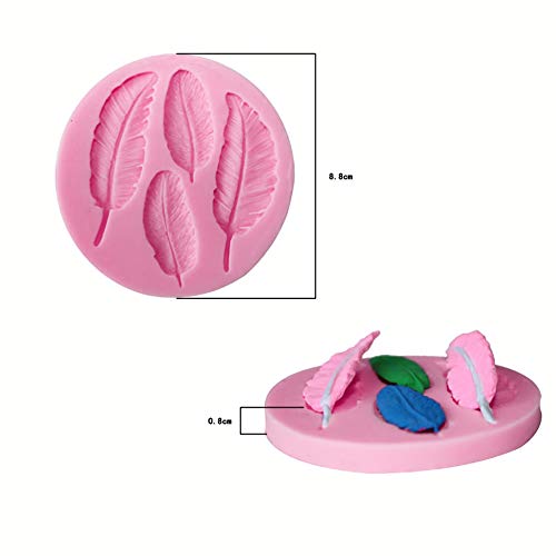 HengKe 2 peças de molde de plumas, molde de silicone rosa, molde de silicone para artesanato, molde