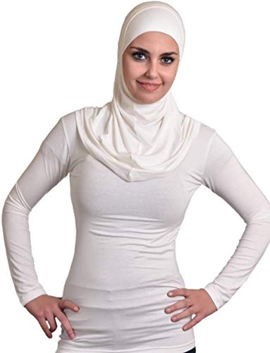 AL AMIRA Undershirt Solid Color Long Sleeve Crop top T-Shirt Muslim Undershirt White