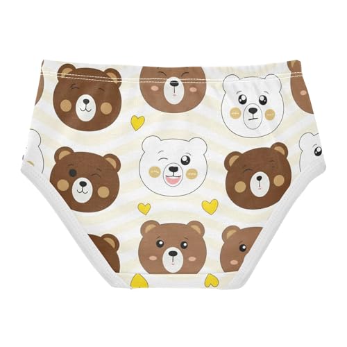 Toddler Underwear Floral 2t Cotton Little Girl Panties Flower Kids Undies Briefs Cute Cartoon Bear Brown White2