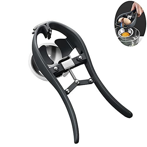 Suuker Egg Cracker Egg Separatorï¼Œ2 In 1 Stainless Steel Handheld Rapid Egg Opener with Egg Yolk White Separatorï¼ŒEggshell Cutter Kitchen Gadget for Cooking/Baker Tool Egg Extractorï¼ˆBlackï¼‰