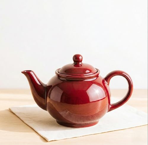 Image of BLACKCARROT Red Stoneware Ceramic Tea Kettle | 300ml Teapot | Microwave Safe