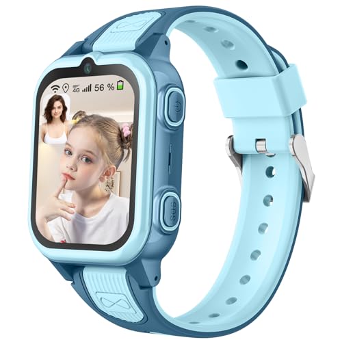 Montre Connectée Intelligente Enfant avec 4G WiFi GPS Téléphone Contrôle Parental Étanche Appels Vidéo SMS SOS Mode Cours Rejet Appels Inconnus Appareil...