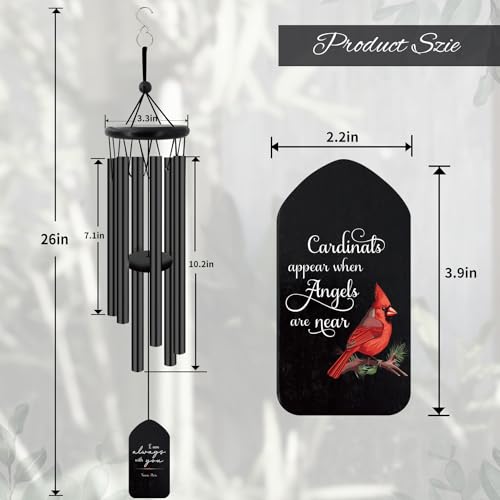 Image of ASTARIN Personalized Wind Chimes Outdoor, Large Customized WindChimes for Outside Tuned Relaxing Soothing Low Bass,Memorial Wind Chimes Sympathy for The Loss of a Loved One