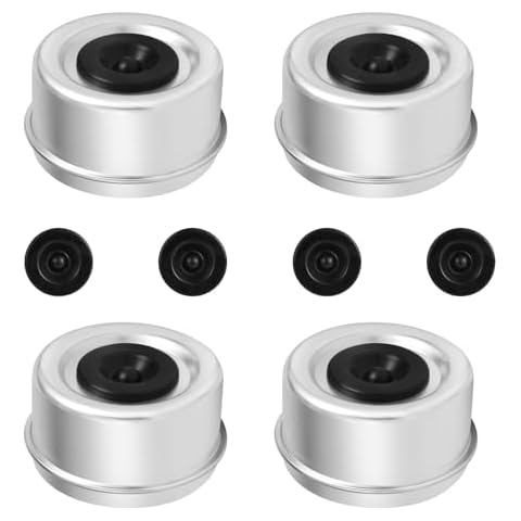 CAETOUNG 4Pack 2.72'' Trailer Hub Cap Trailer Wheel Bearing Dust Cap with Extra 4 Rubber Plugs Trailer Axle Dust Cap for EZ Lube Trailer Dust Cap 7000 to 8000 Lb Cover
