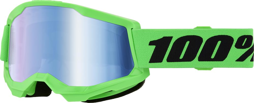 100% STRATA 2 Goggle Neon Green - Blue Mirror Lens